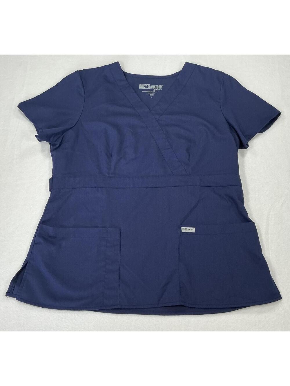 Grey's‎ Anatomy by Barco Navy V-Neck Scrub Top Women's Size L